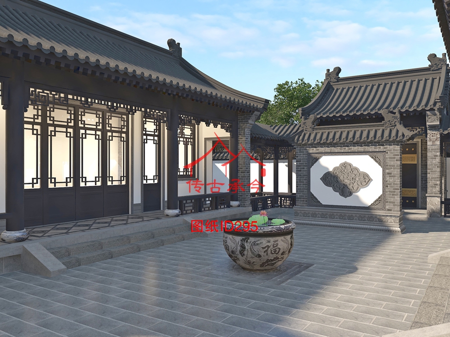 大型四合院庭院效果圖