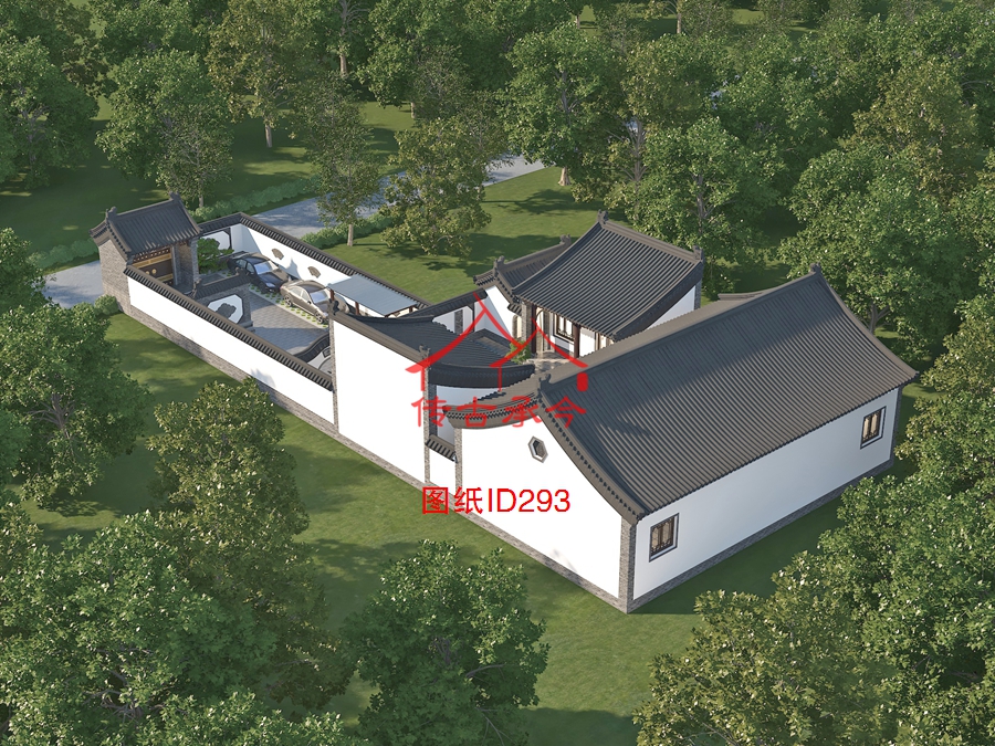 農家四合院側面效果圖
