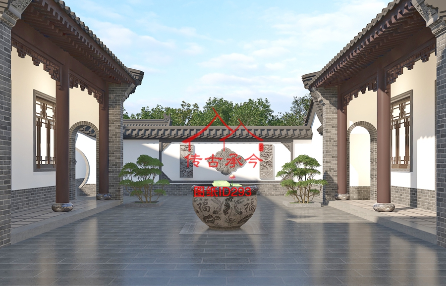 農家四合院院內裝飾效果圖
