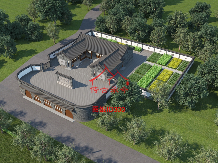 中式合院俯視效果圖設(shè)計(jì)