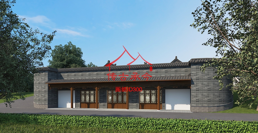 中式合院外廊效果圖設(shè)計(jì)