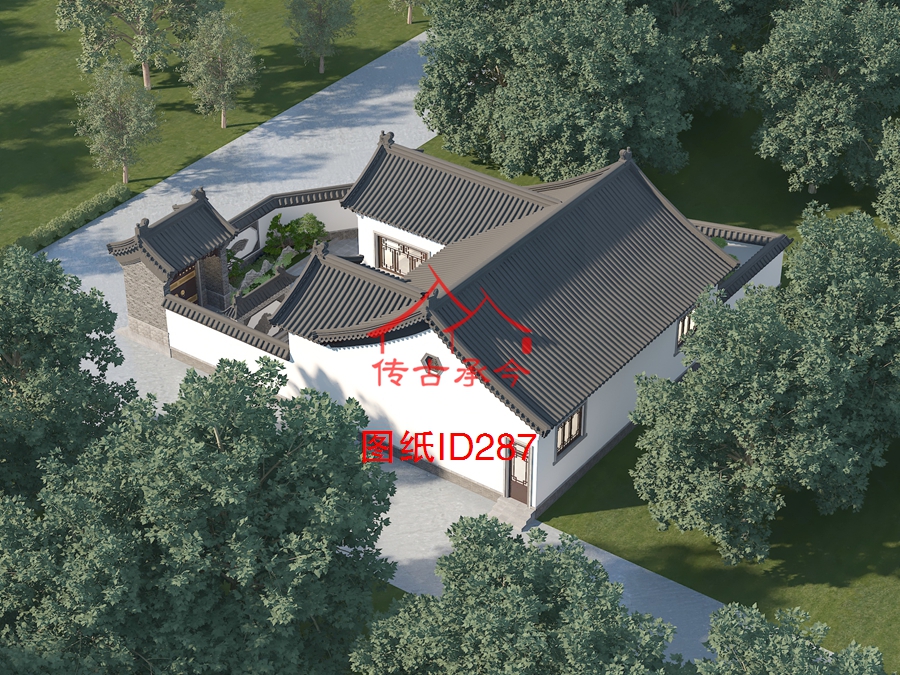 中式四合院側(cè)面效果圖設(shè)計(jì)