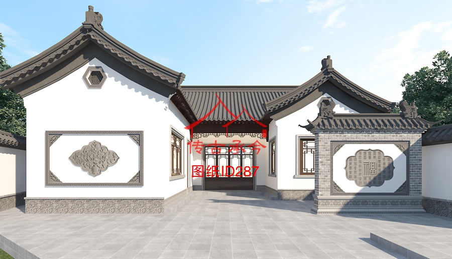 中式四合院庭院效果圖設(shè)計(jì)