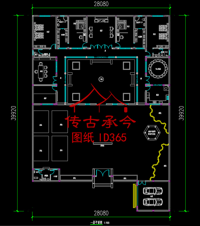 新中式風格三合院平面布置圖