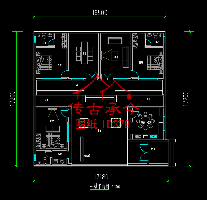 新中式風格三合院平面布局圖