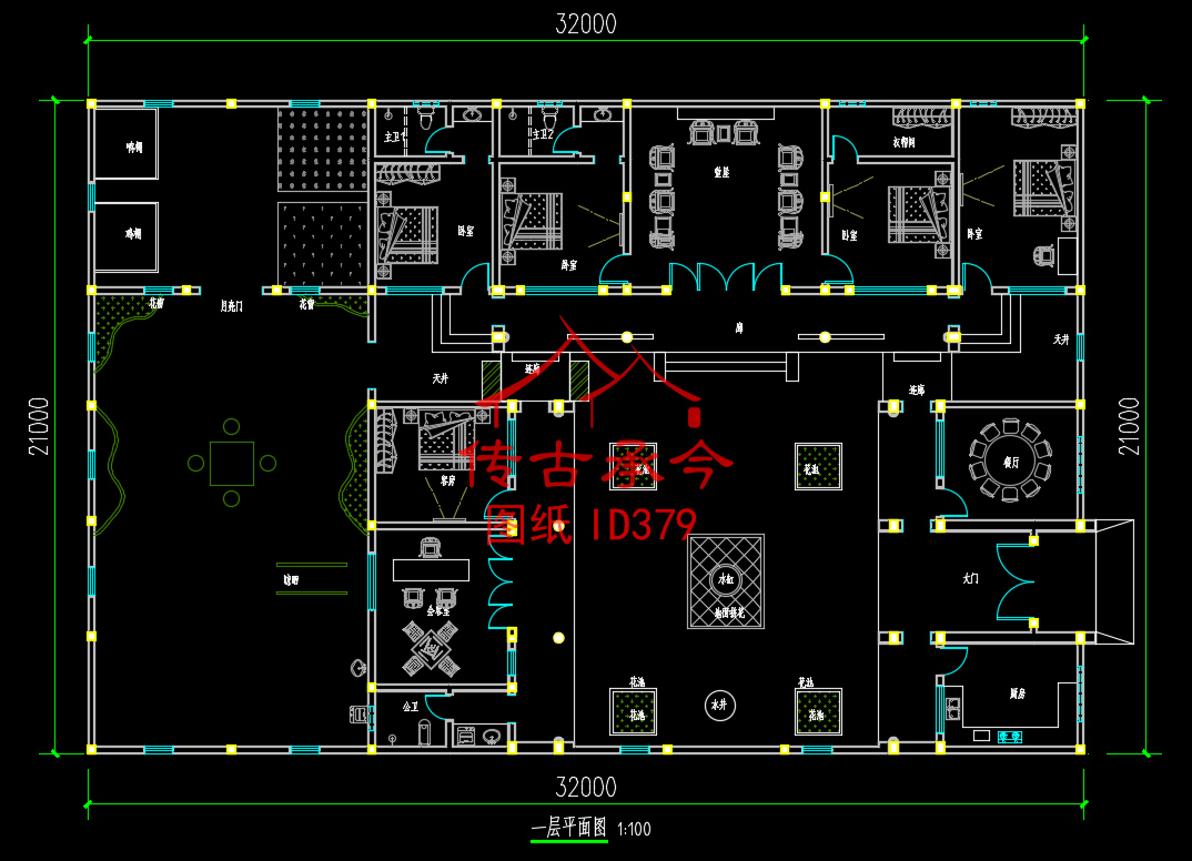 新中式風(fēng)格三合院平面布局圖