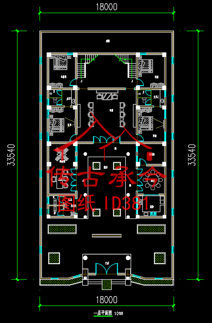 新中式別墅一層平面布局圖