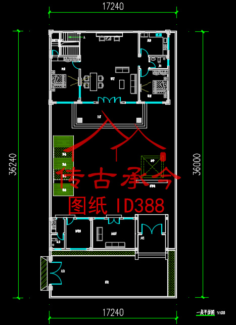 新中式風(fēng)格別墅一層平面布局圖