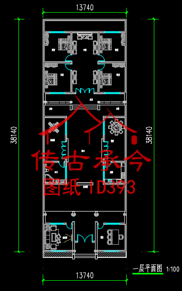 白墻灰瓦新中式風(fēng)格四合院平面布置圖