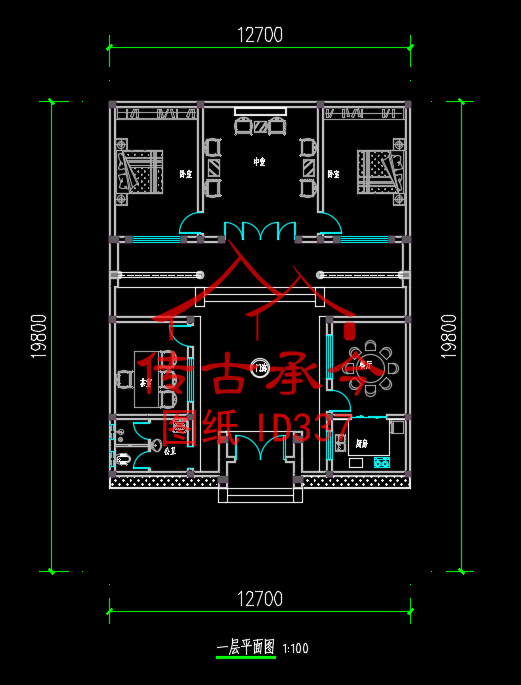 一層三合院平面圖