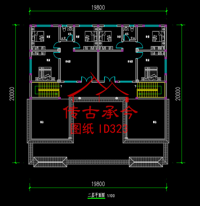 二層三合院平面布局圖
