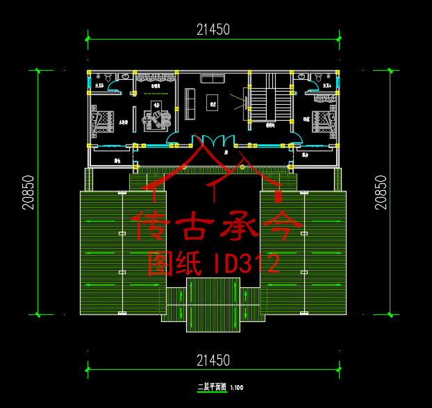 多層四合院設(shè)計(jì)圖二層平面圖
