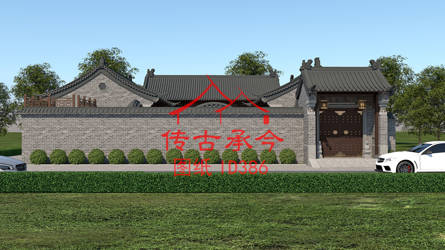 青磚三合院大門(mén)效果圖