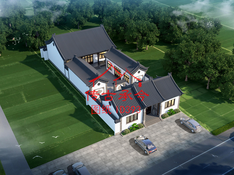 新中式風(fēng)格四合院效果圖