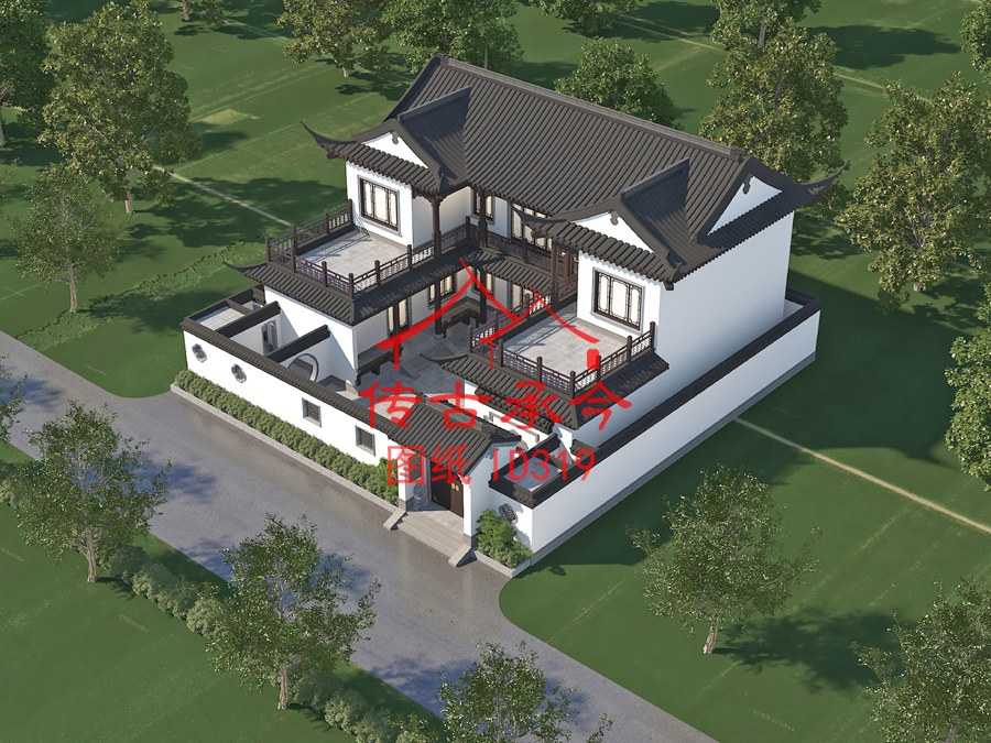 蘇式合院歇山屋頂效果圖