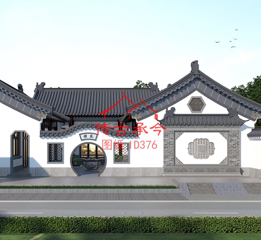 新中式院子月亮門(mén)效果圖