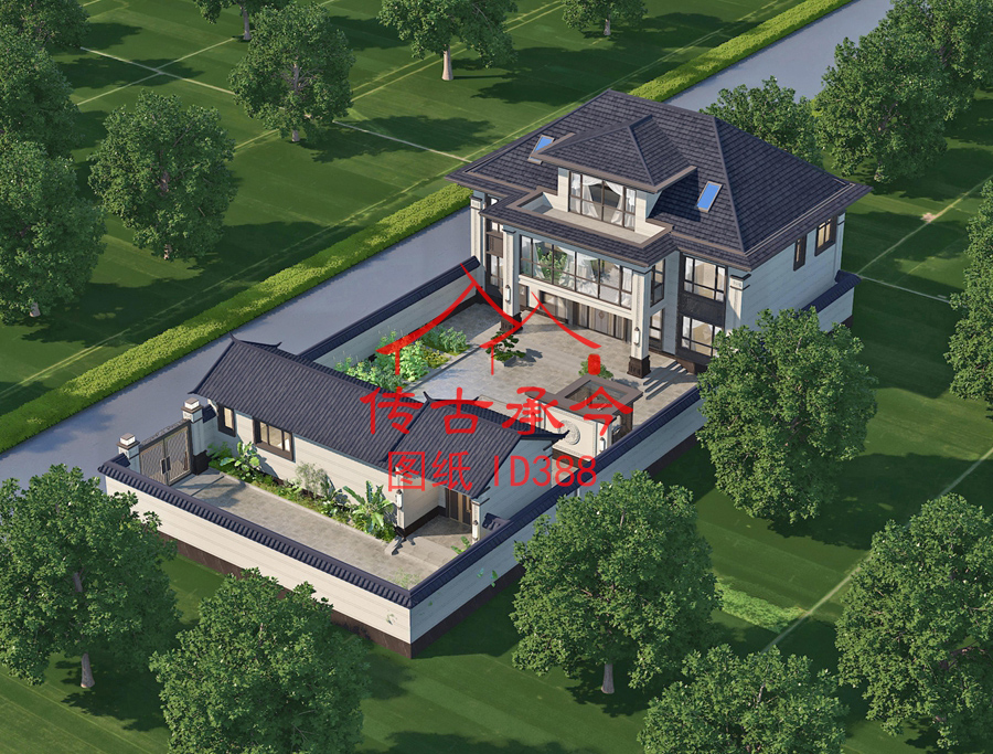 新中式風(fēng)格別墅效果圖