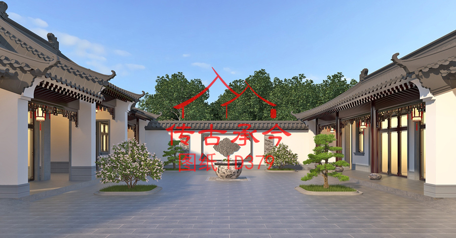 三合院庭院效果圖