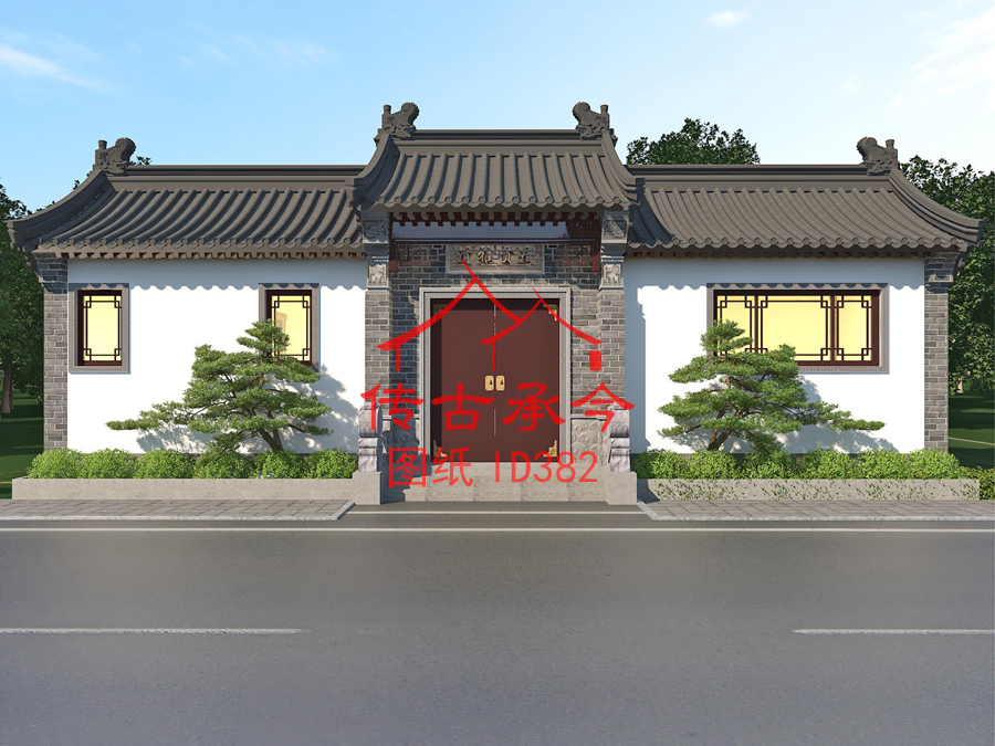 小型三合院大門(mén)效果圖