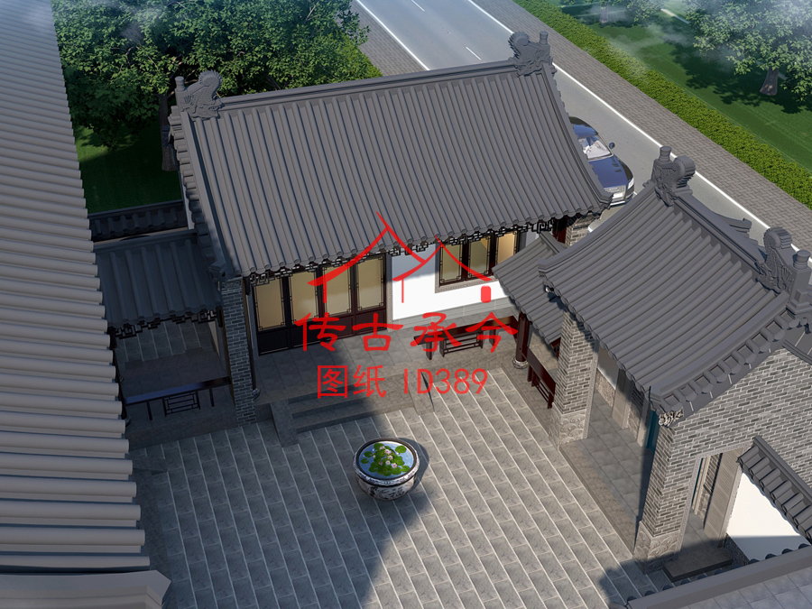 新中式三合院效果圖