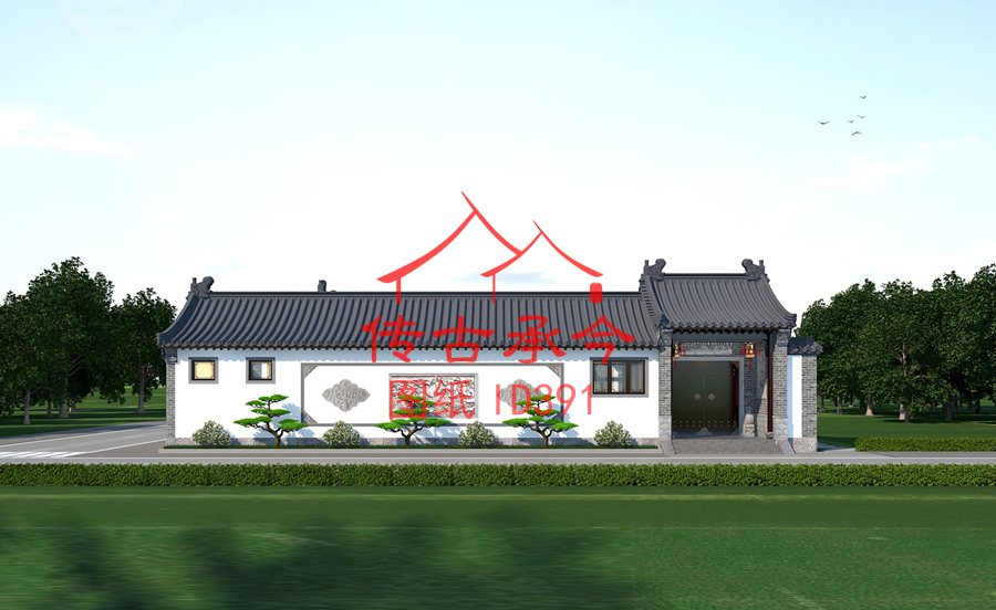 新中式四合院大門(mén)效果圖