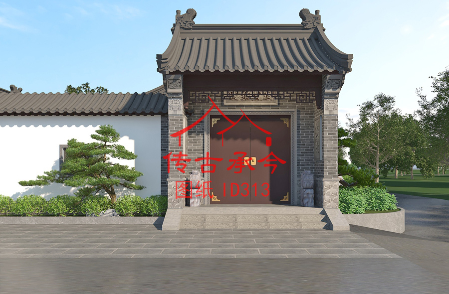 中式四合院大門效果圖設(shè)計(jì)