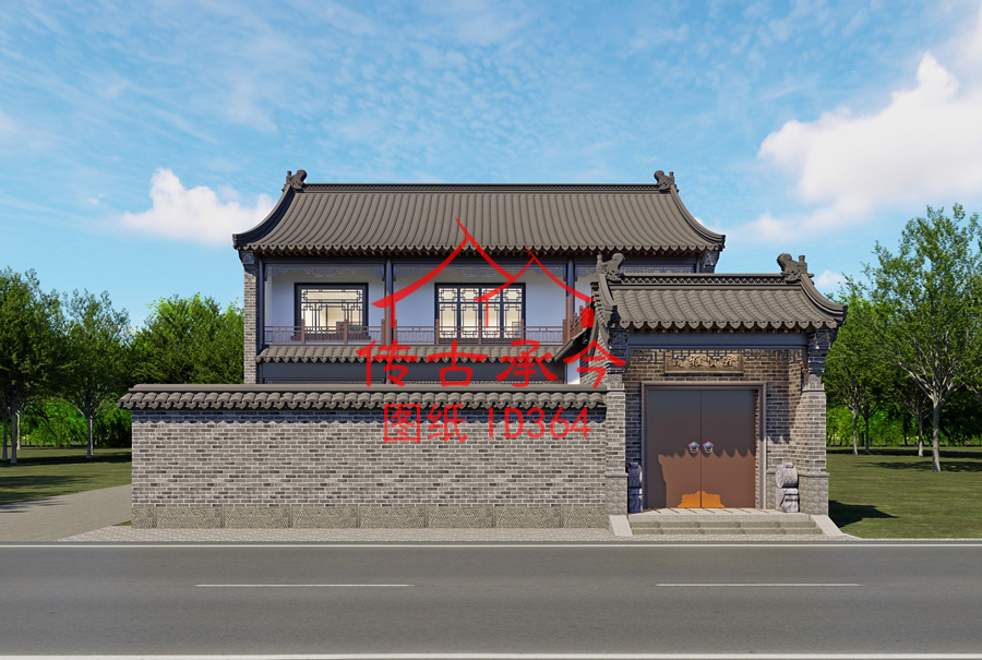 中式風(fēng)格小型合院大門效果圖