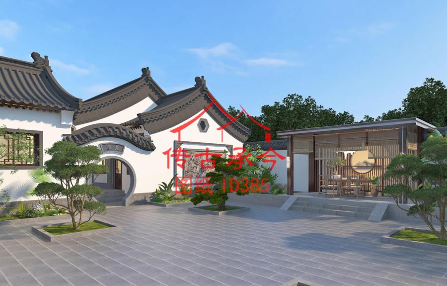 新中式庭院綠化新中式?jīng)鐾ばЧ麍D