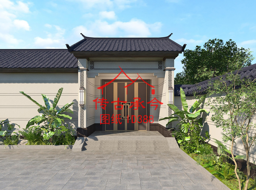 新中式風(fēng)格別墅大門(mén)效果圖