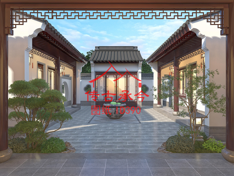 蘇派庭院綠化效果圖