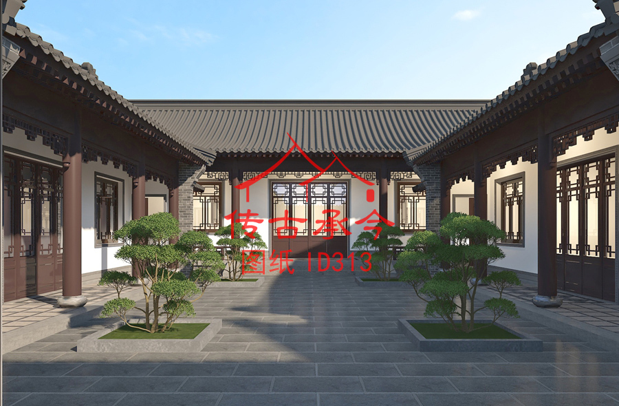 中式四合院庭院效果圖設(shè)計(jì)