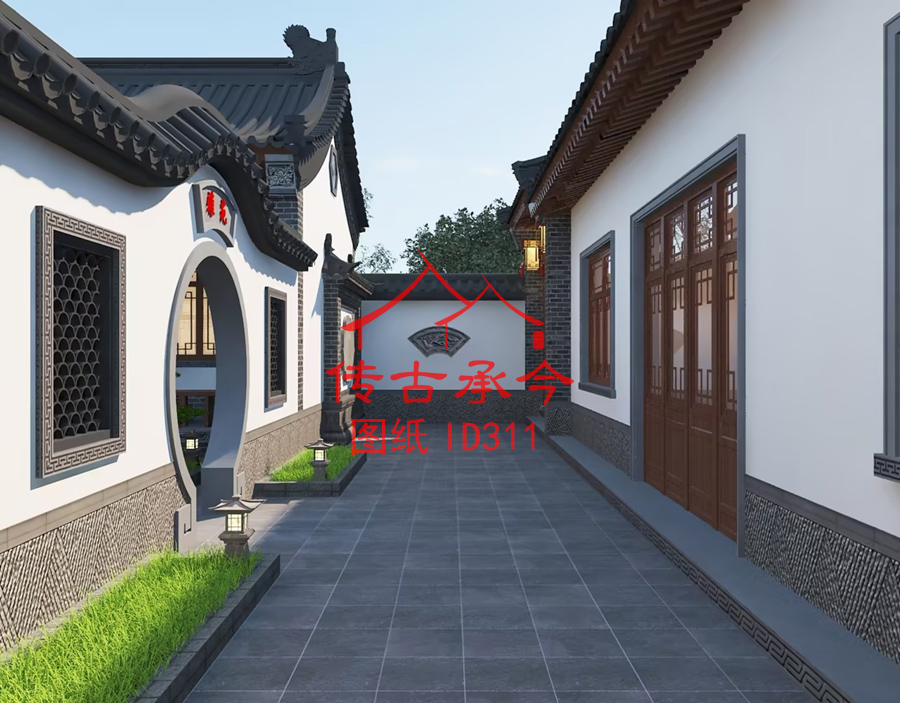 大型四合院月亮門設(shè)計效果圖