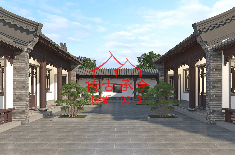 中式四合院庭院效果圖設(shè)計(jì)