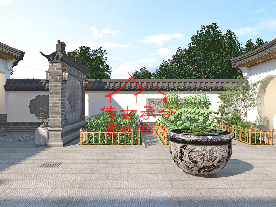 中式院子綠化效果圖